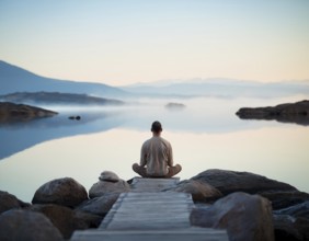 A solitary person, evoking feelings of solitude, introspection, and natural beauty, AI generated