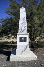 Monument to Kaiser Wilhelm II at the railway station in Aus, Karas Region, Namibia