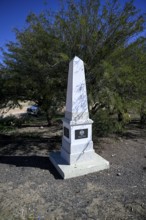 Monument to Kaiser Wilhelm II at the railway station in Aus, Karas Region, Namibia