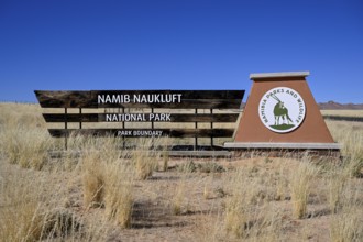 Sign at the entrance to Tsau//Khaeb National Park, diamond restricted area, near Aus, Karas Region,