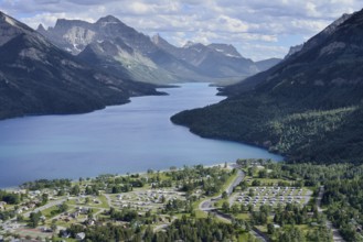 View of Waterton Townsite from the Bear's Hump viewpoint, Waterton Lakes National Park, Alberta,