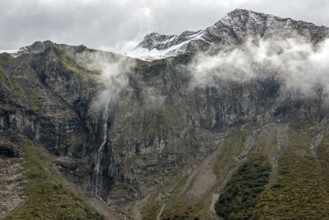 Waterfall below the Rauheck, near Käser Alpe, Oytal, near Oberstdorf, Oberallgäu, Allgäu, Bavaria,