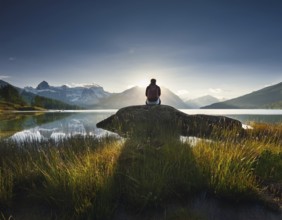 A solitary person, evoking feelings of solitude, introspection, and natural beauty, AI generated