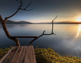 Tranquil meditation landscape with harmoniously fostering inner peace and serenity, AI generated