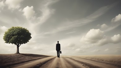 Abstract conceptual journey of growth and discovery of man . AI generated image
