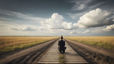 Abstract conceptual journey of growth and discovery of man . AI generated image
