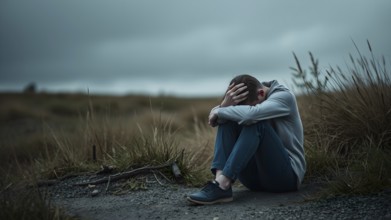 Depression health people concept. Negative emotion image. Sadness and anxiety concept with