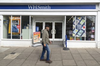 WH Smith store shop closed awaiting change of signage to TG Jones, Devizes, Wiltshire, England, UK