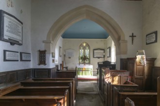 Interior of St Mary's church, Alton Barnes, Vale of Pewsey, Wiltshire, England, UK view from nave