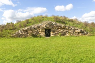 Modern-day neolithic style long Barrow burial chamber for storing cremation urns, All Cannings,