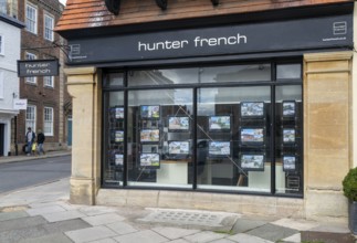 Branch office shop of Hunter French estate agent, Devizes, Wiltshire, England, UK