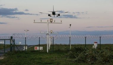 Landing of an aircraft at BER Berlin Brandenburg Willy Brandt Airport, Schönefeld, 29/09/2025,