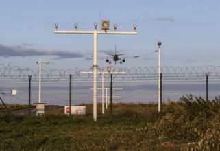Landing of an aircraft at BER Berlin Brandenburg Willy Brandt Airport, Schönefeld, 29/09/2025,