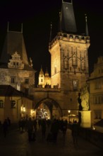 Prague, at night, city, city, illuminated, illuminated, warm, brown tones, travelling