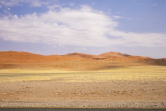Sossusvlei in Namibia is a desert wonder, famous for its giant red dunes, glowing at sunrise and