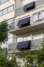 Balcony power stations on an apartment block in Düsseldorf, Germany