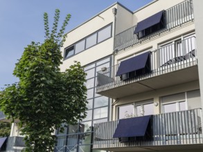 Balcony power stations on an apartment block in Düsseldorf, Germany