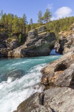 Ridderspranget, gorge in the river Sjoa, Jotunheimen mountains, Randsverk, Innlandet, Norway