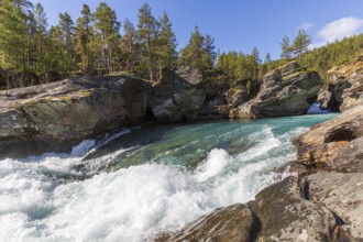 Ridderspranget, gorge in the river Sjoa, Jotunheimen mountains, Randsverk, Innlandet, Norway