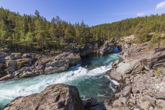Ridderspranget, gorge in the river Sjoa, Jotunheimen mountains, Randsverk, Innlandet, Norway