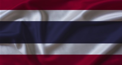 Close up of flag of Thailand with cloth texture. Thailand flag with fabric texture waving