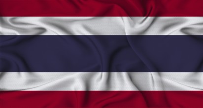 Thailand flag waving with fabric texture. Close-up of the Thailand flag waving with fabric texture