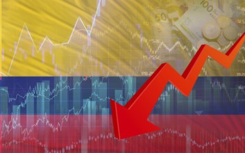 Concept of Colombia financial fall. Colombia financial decline on a market chart