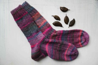 Knitted socks in pink