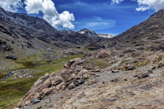 Rugged mountain panorama with cloudy blue skies and rocky landscapes, The landscape near Potosi in