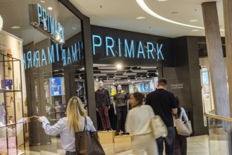 Shop with the PRIMARK brand logo. Milaneo shopping centre, Europaviertel Stuttgart. Stuttgart,