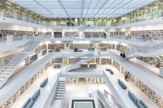 Stuttgart City Library at Mailänder Platz, interior view. Europaviertel Stuttgart. Stuttgart,