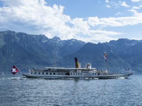 Ships, Rhone, Switzerland, steamer, passenger ship, liner, Lake Geneva, Alps, panorama, tourism,