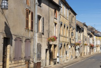 Historic house facades, street, Mouzon, Département Ardennes, Grand Est, France