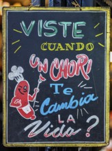 Advertising board for Chorypan, market hall of San Telmo, Buenos Aires, capital of Argentina