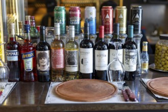Alcoholic beverages, market hall of San Telmo, Buenos Aires, capital of Argentina