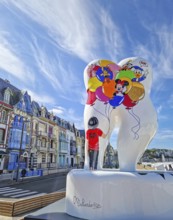 Mers-les-Bains, France - August 28, 2023 Large tooth art, Forever smile by Florence Muliardo,