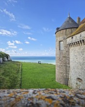 Chateau de Dieppe, a historic fortress perched on a cliff overlooking the turquoise waters of the