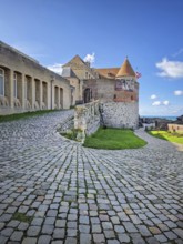 DIEPPE, FRANCE - AUGUST 27, 2023 A cobbled path curves towards the entrance of Dieppe Castle, a