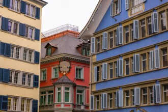City Street with House and Window with Shutter in Zurich, Zurich Canton, Switzerland