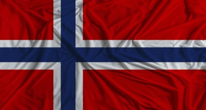 Norwegian flag with fabric texture background. National flag of Norway