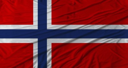 Norwegian flag waving. Flag of Norway with cloth texture