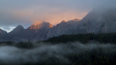 Dachtstein, Dachtstein glacier, shrouded in clouds, Styria, Austria