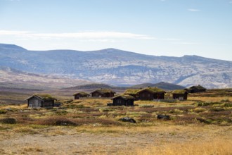 Cabins in the fells, Grimsdalen, Rondane, Dovre, Norway