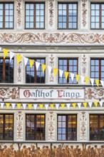 Lingg Inn, historic building, facade with painting, market square, Feldkirch, Vorarlberg, Austria