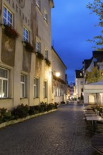Historic houses, Häusergasse, town hall, Blue Hour, Schmiedgasse, Feldkirch, Vorarlberg, Austria