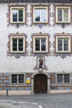 Historic building, façade with painting, St Nicholas Cathedral Parish, Feldkirch, Vorarlberg,