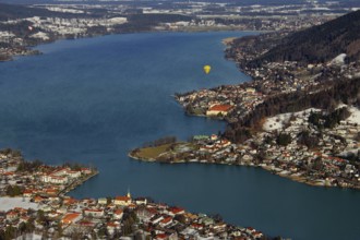 Partial view of Tegernsee with Rottach-Egern, Upper Bavaria, Germany