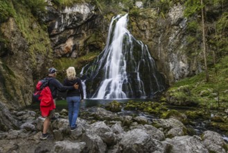 Landscape, Gollinger waterfall, autumn colours, hiker