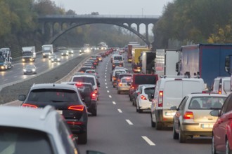 Dusky road scenery on a highway in Germany at autumn time