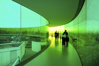 The ARoS Aarhus Art Museum with its distinctive Rainbow Panorama permanent art installation, in